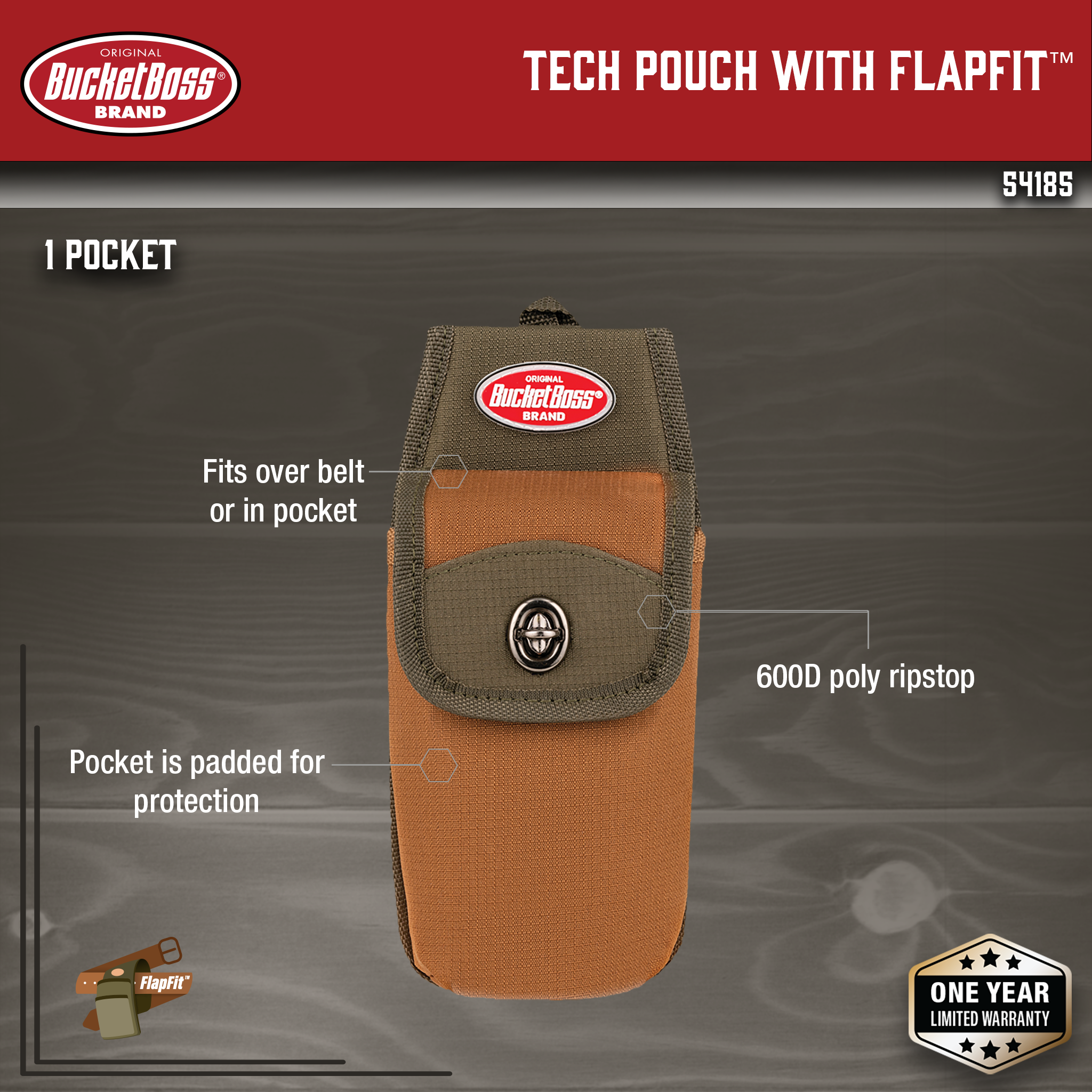 Bucket Boss, Tech Pouch with FlapFit