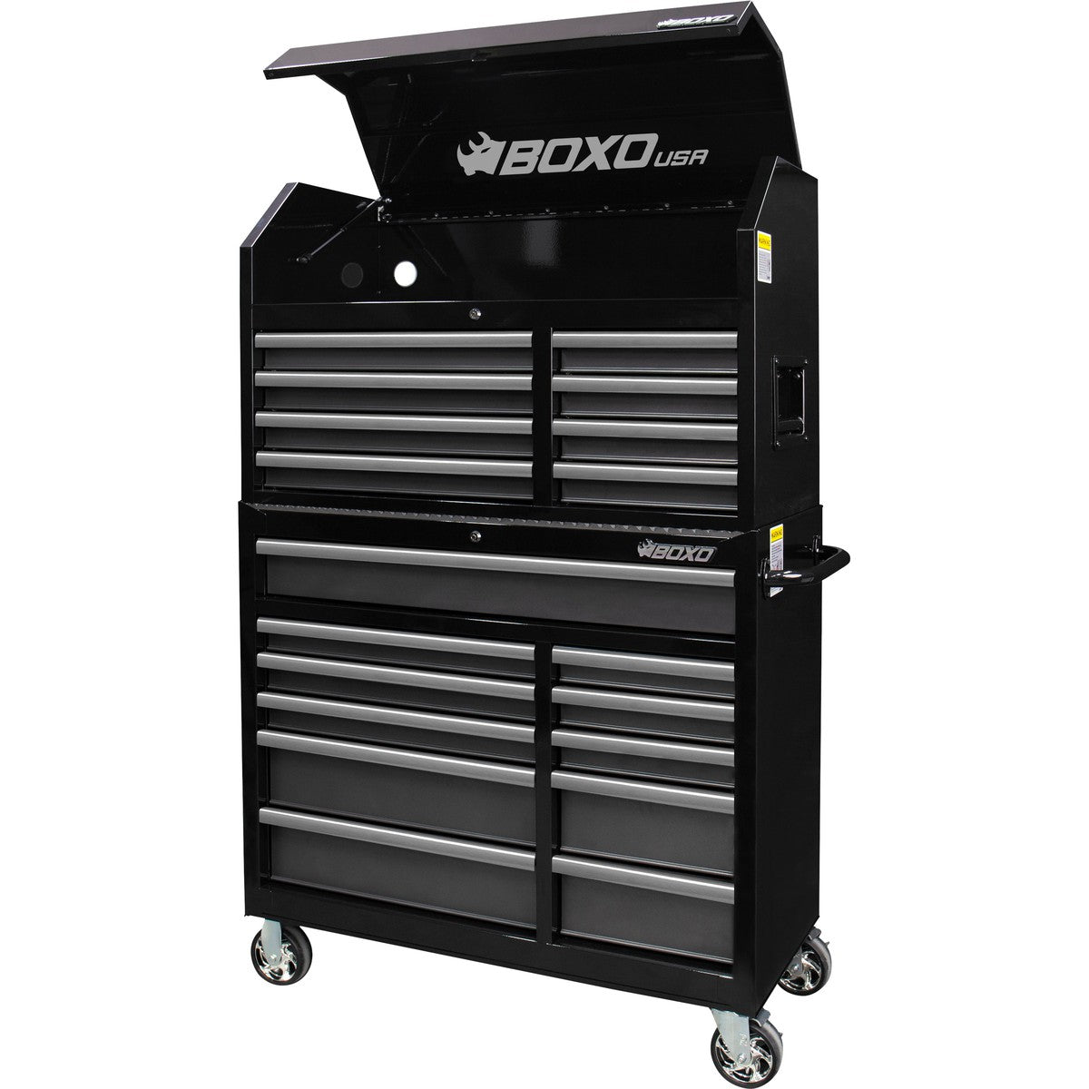 BoxoUSA, Tech Series = 41" 19-Drawer Rolling Tool Box = Black