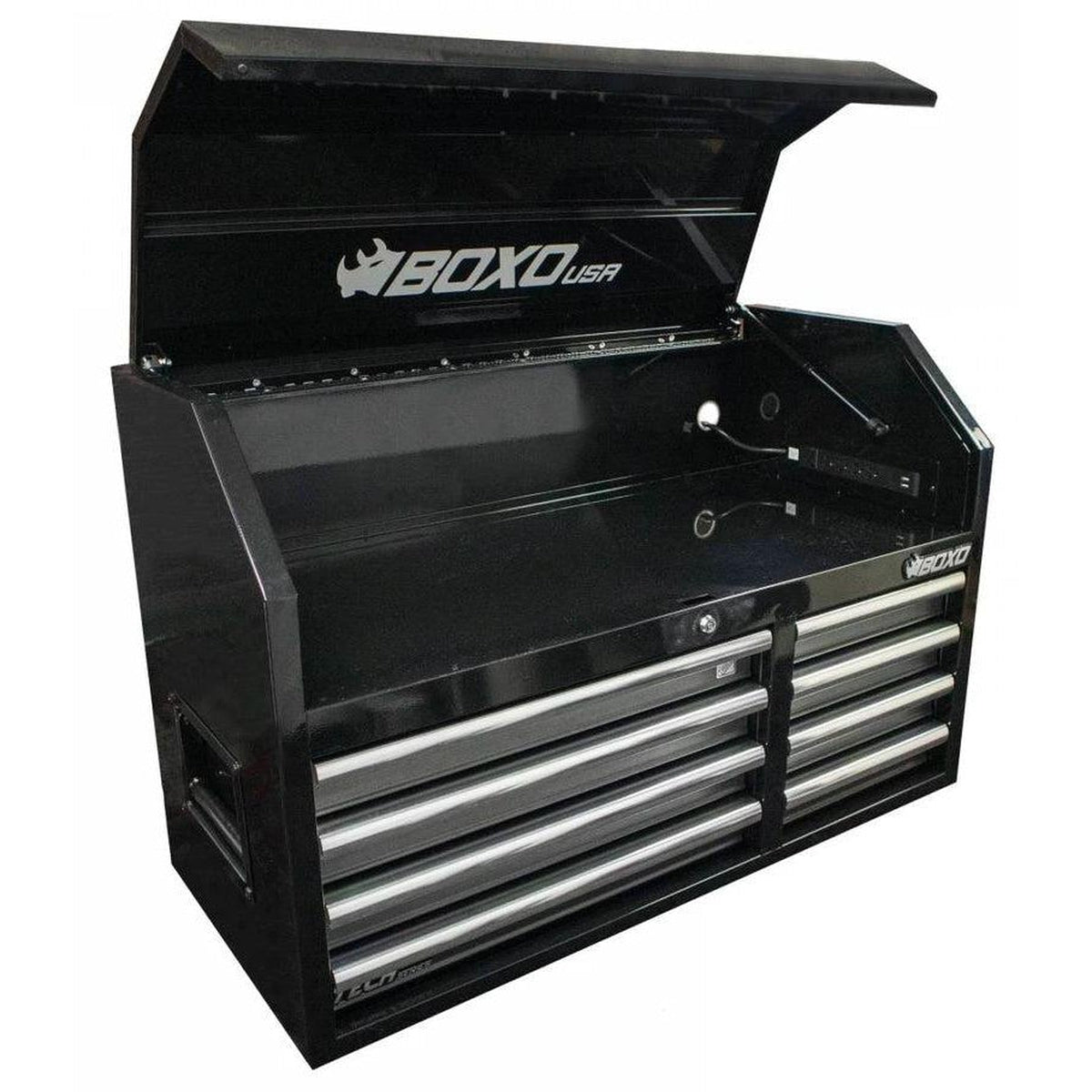 BoxoUSA, Tech Series = 41" 8-Drawer Top Chest Tool Box = Gloss Black