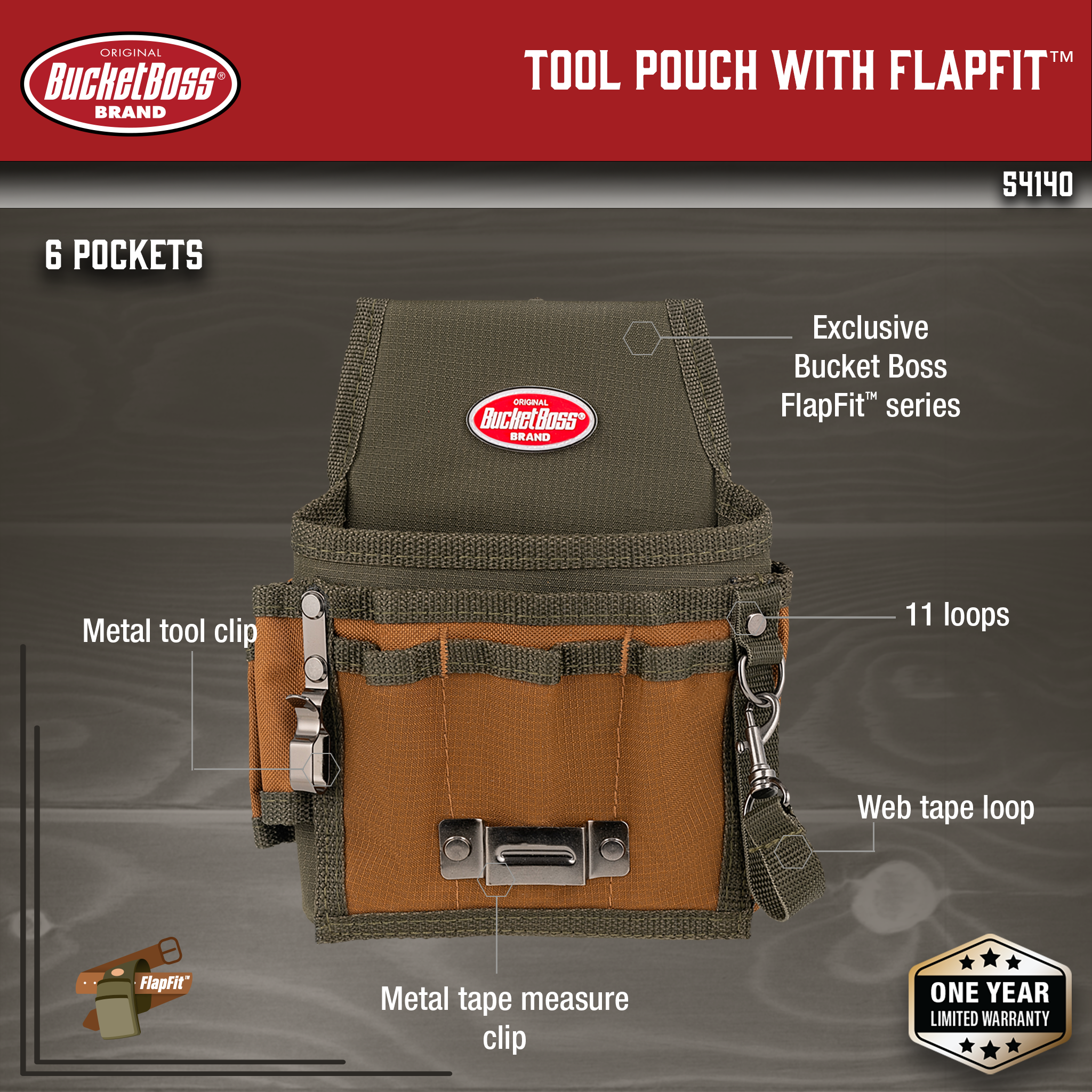 Bucket Boss, Tool Pouch with FlapFit