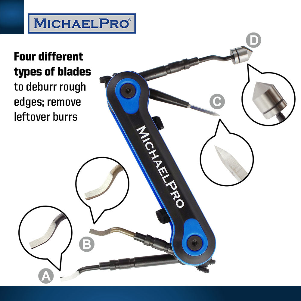 MichaelPro, Universal 4-in-1 Deburring Tool Set with Multi Blades (MP009068)