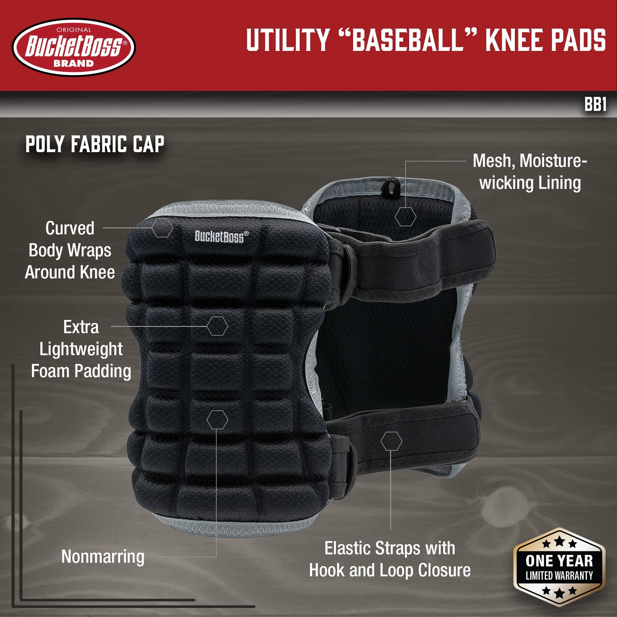 Bucket Boss, Utility "Baseball" Knee Pads